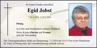Traueranzeige Egid Jobst