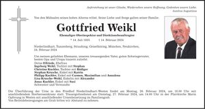 Traueranzeige Gottfried Weikl