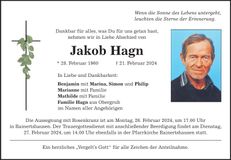 Traueranzeige Jakob Hagn