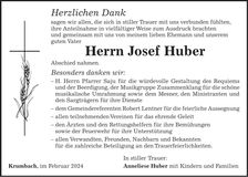 Traueranzeige Josef Huber