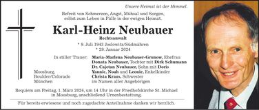 Traueranzeige Karl-Heinz Neubauer