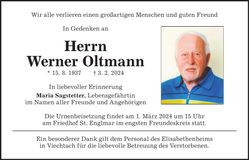 Traueranzeige Werner Oltmann