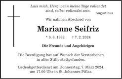 Traueranzeige Marianne Seifriz