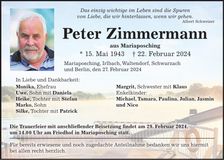 Traueranzeige Peter Zimmermann