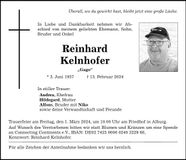 Traueranzeige Reinhard Kelnhofer