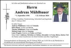 Traueranzeige Andreas Mühlbauer