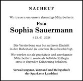 Traueranzeige Sophia Sauermann
