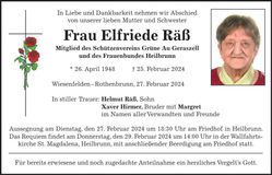 Traueranzeige Elfriede Räß