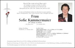 Traueranzeige Sofie Kammermaier