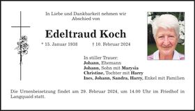 Traueranzeige Edeltraud Koch