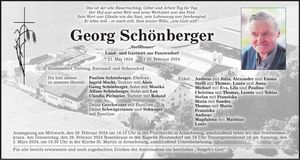Traueranzeige Georg Schönberger