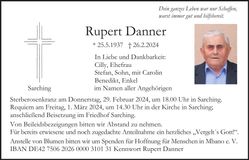 Traueranzeige Rupert Danner