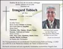 Traueranzeige Irmgard Tobisch