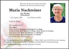 Traueranzeige Maria Nachreiner