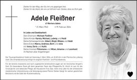 Traueranzeige Adele FLeißner