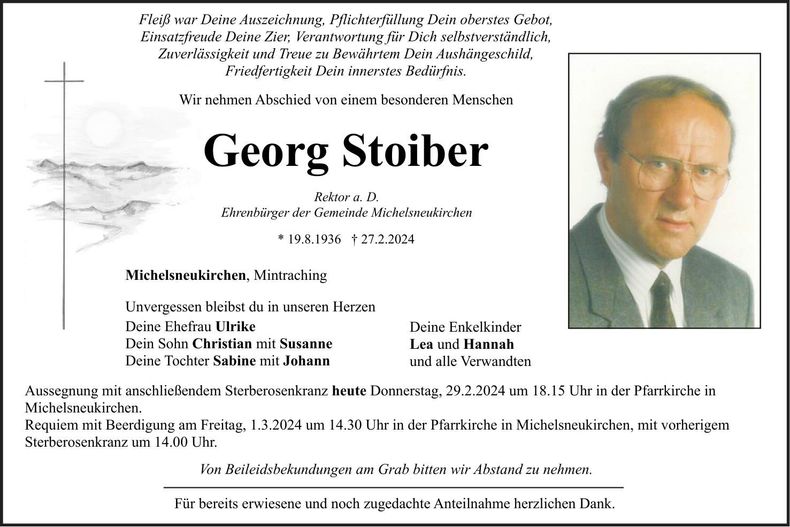 Traueranzeige Georg Stoiber
