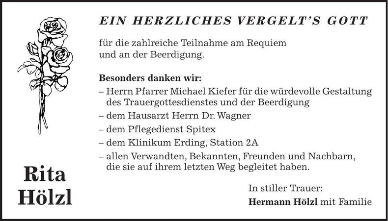 Traueranzeige Rita Hölzl