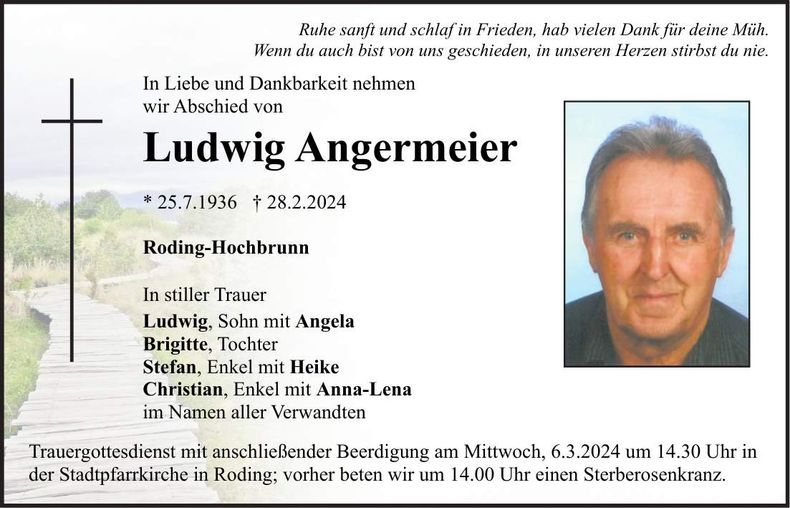 Traueranzeige Ludwig Angermeier
