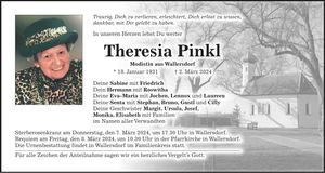 Traueranzeige Theresia Pinkl