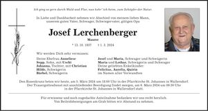 Traueranzeige Josef Lerchenberger