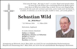 Traueranzeige Sebastian Wild