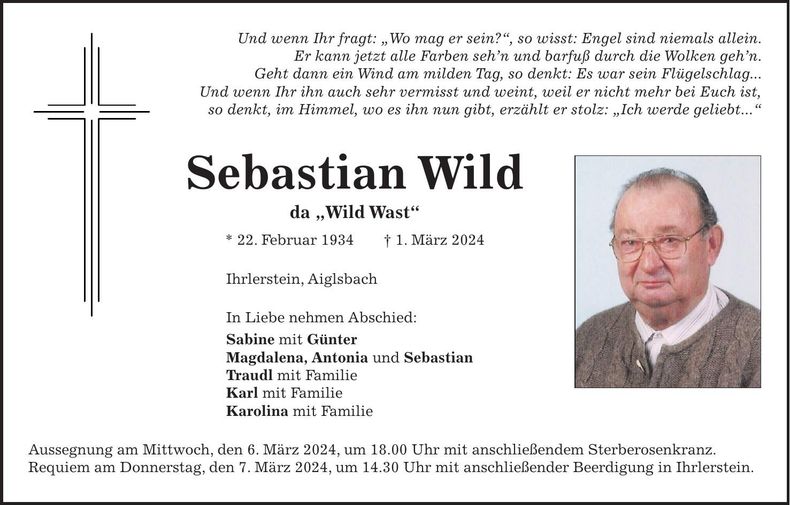 Traueranzeige Sebastian Wild