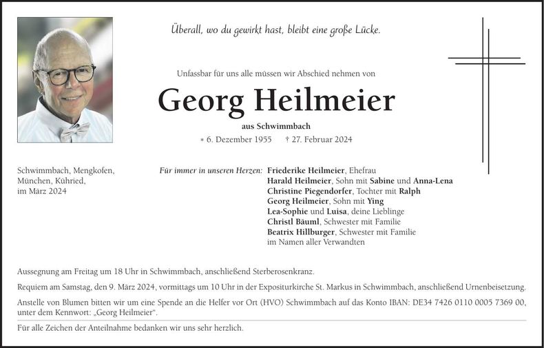 Traueranzeige Georg Heilmeier