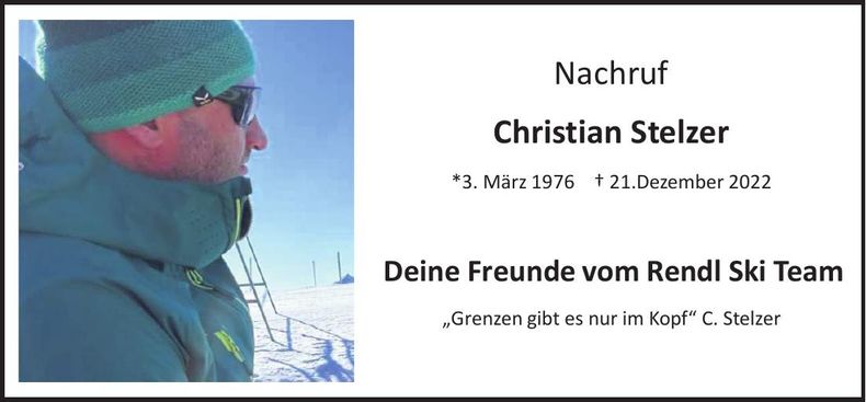 Traueranzeige Christian Stelzer