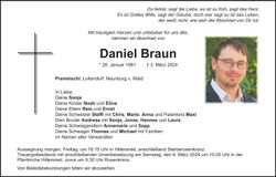 Traueranzeige Daniel Braun
