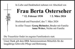 Traueranzeige Berta Osterseher