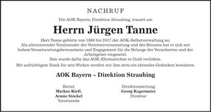 Traueranzeige Jürgen Tanne