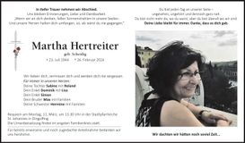 Traueranzeige Martha Hertreiter