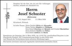 Traueranzeige Josef Schuster