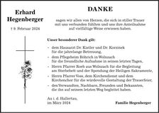 Traueranzeige Erhard Hegenberger