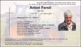 Traueranzeige Anton Ferstl