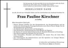 Traueranzeige Pauline Kirschner