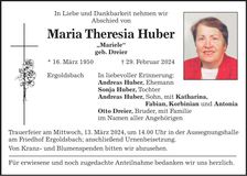 Traueranzeige Maria Theresia Huber
