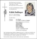 Traueranzeige Edith Dullinger