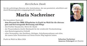 Traueranzeige Maria Nachreiner