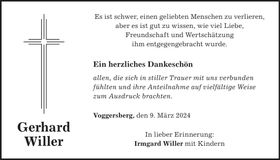 Traueranzeige Gerhard Willer
