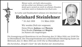 Traueranzeige Reinhard Steinlehner