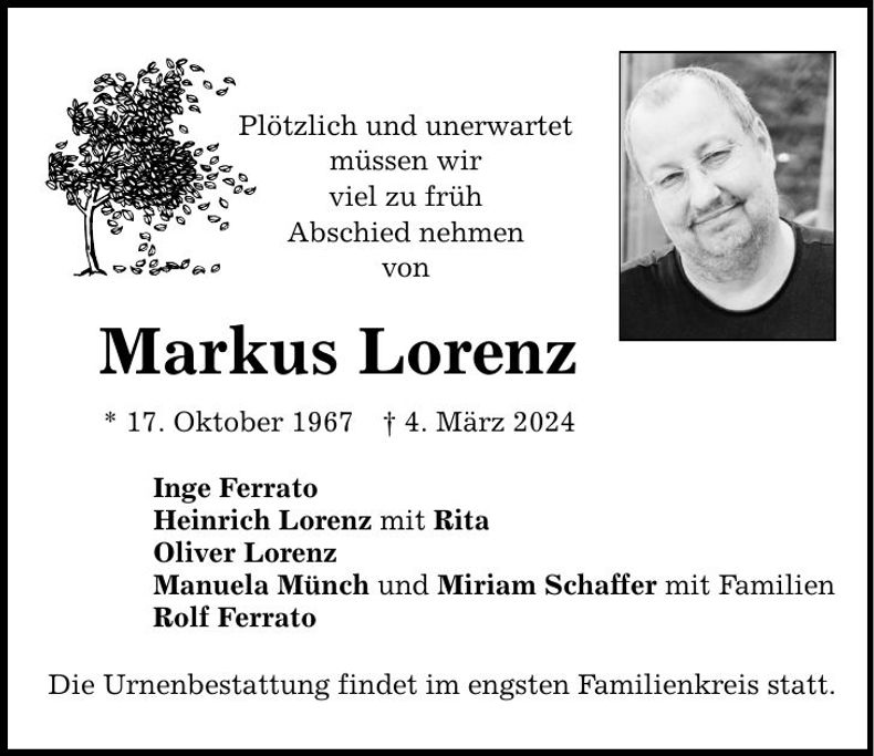 Traueranzeige Markus Lorenz