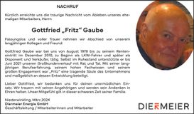 Traueranzeige Gaube Gottfried