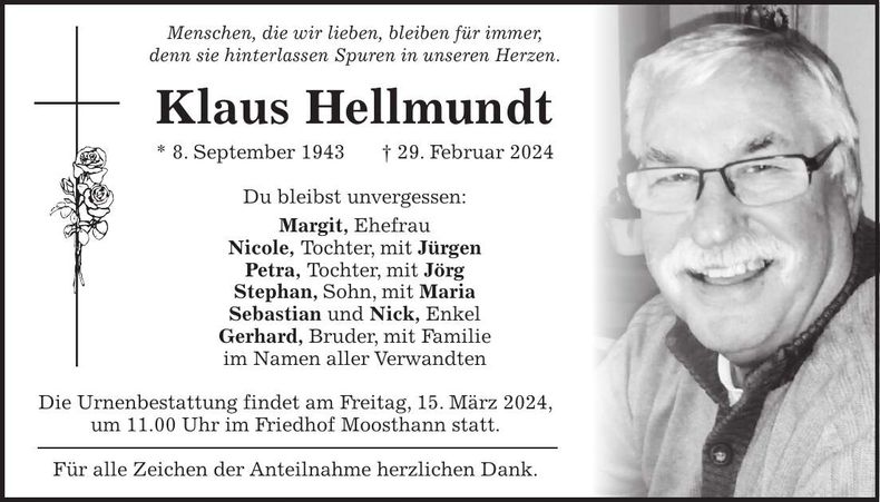 Traueranzeige Klaus Hellmundt