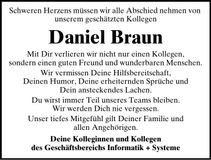 Traueranzeige Daniel Braun
