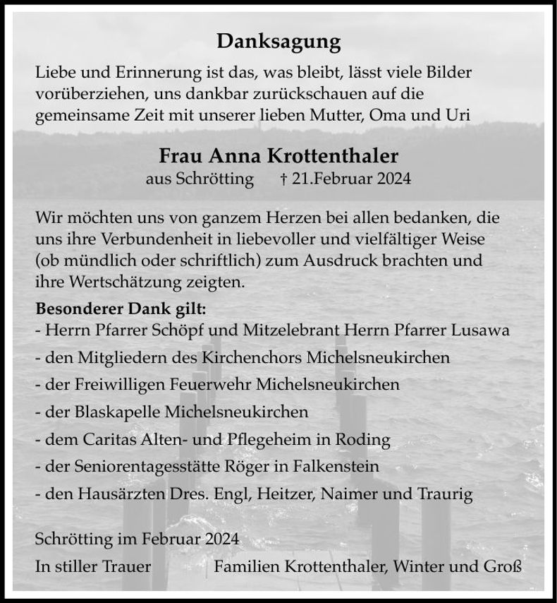 Traueranzeige Anna Krottenthaler
