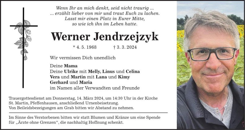Traueranzeige Werner Jendrzejzyk