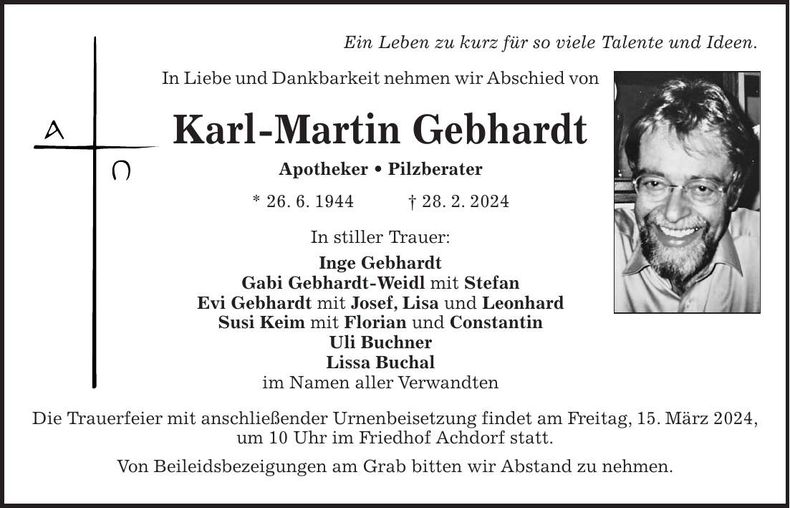 Traueranzeige Karl-Martin Gebhardt