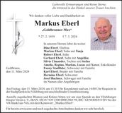 Traueranzeige Markus Eberl