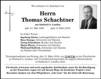 Traueranzeige Thomas Schachtner